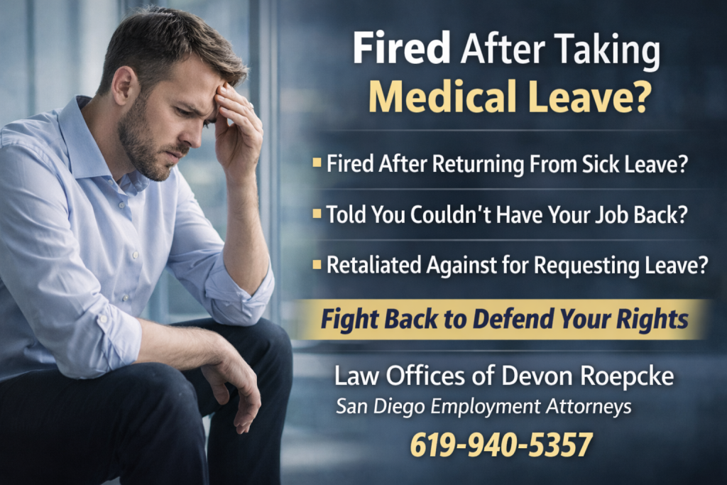 Worried man fired after taking medical leave